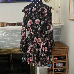 re:named Black Floral Long Sleeve Dress